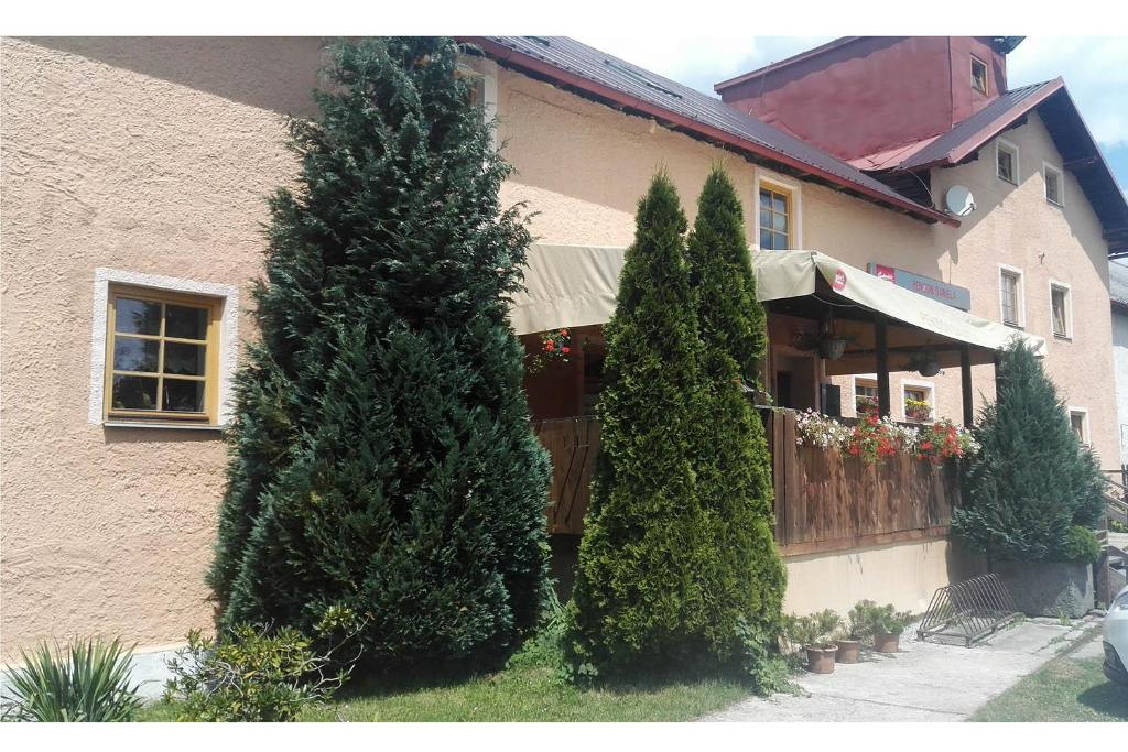 a house with three trees in front of it at Penzion Daniela in Horní Planá