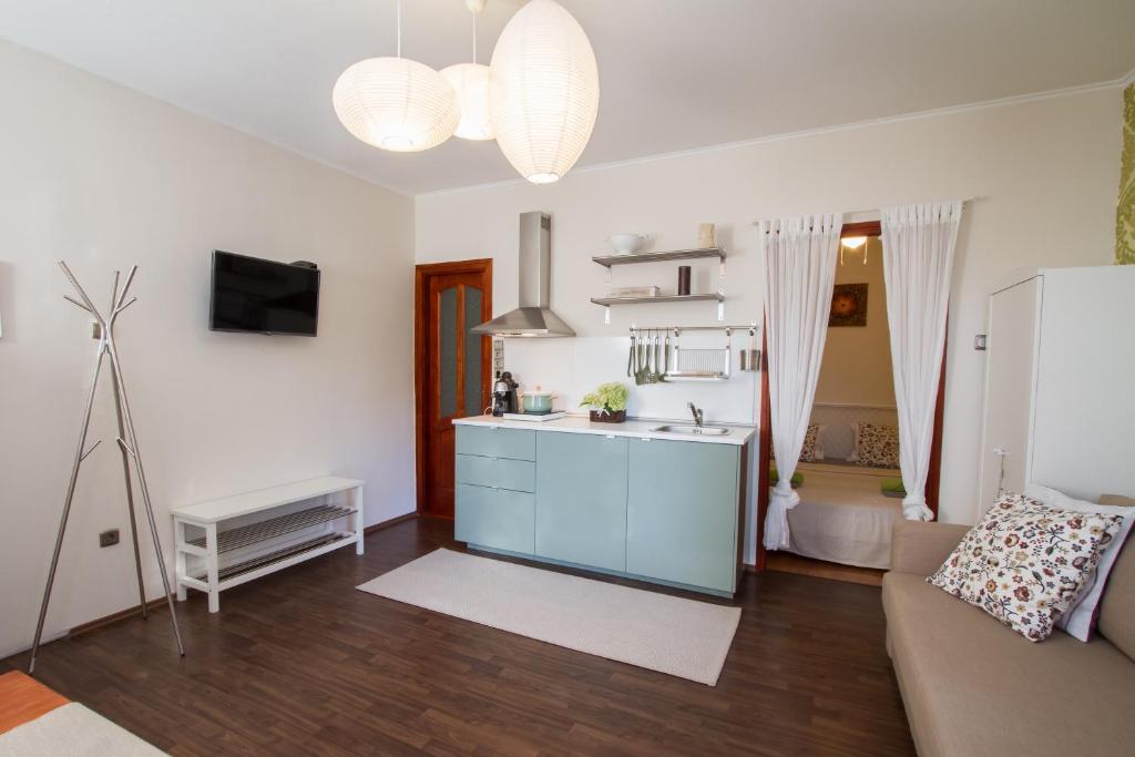 Kuchyň nebo kuchyňský kout v ubytování Green Residence Élményközpont Velence