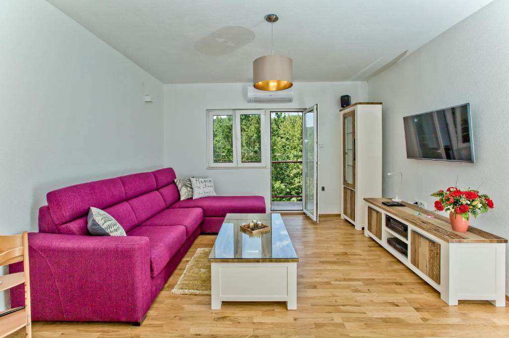 TV a/nebo společenská místnost v ubytování Forest House Silva