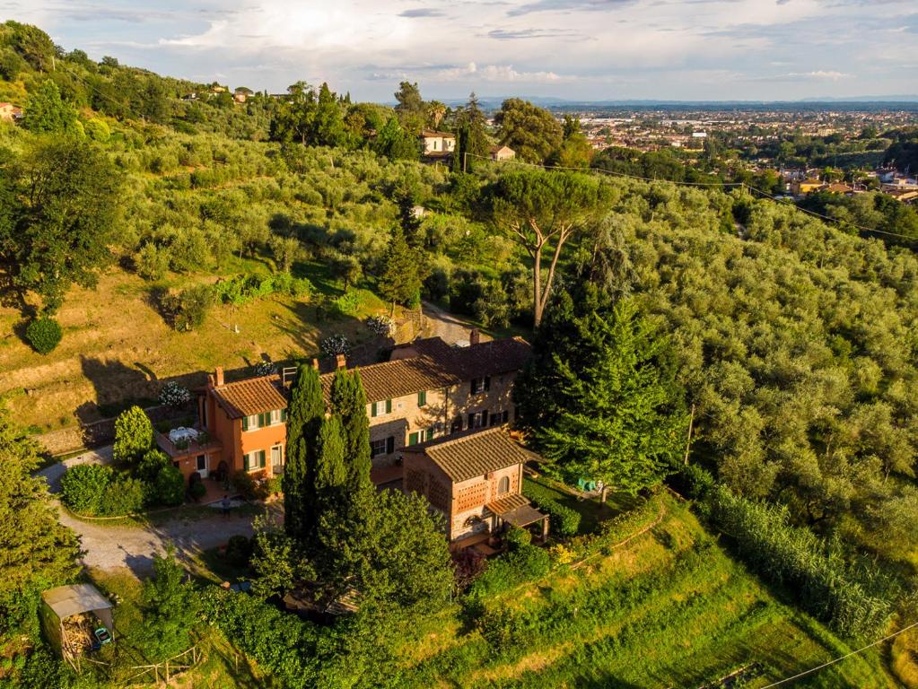 an aerial view of a house on a hill at Casa Diletta in Massa e Cozzile