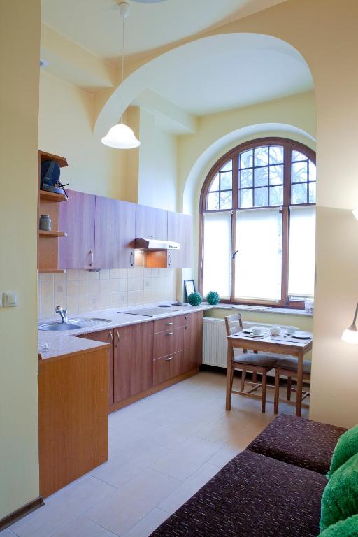 Kuchyň nebo kuchyňský kout v ubytování Józefina Apartament's z dotępem do mini SPA