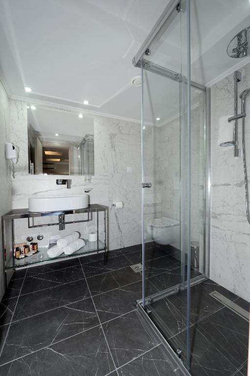 Koupelna v ubytování Hotel Alexandar II