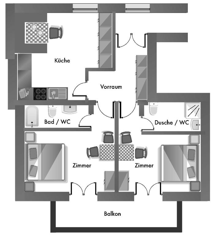 Půdorys ubytování Appartement Kristall
