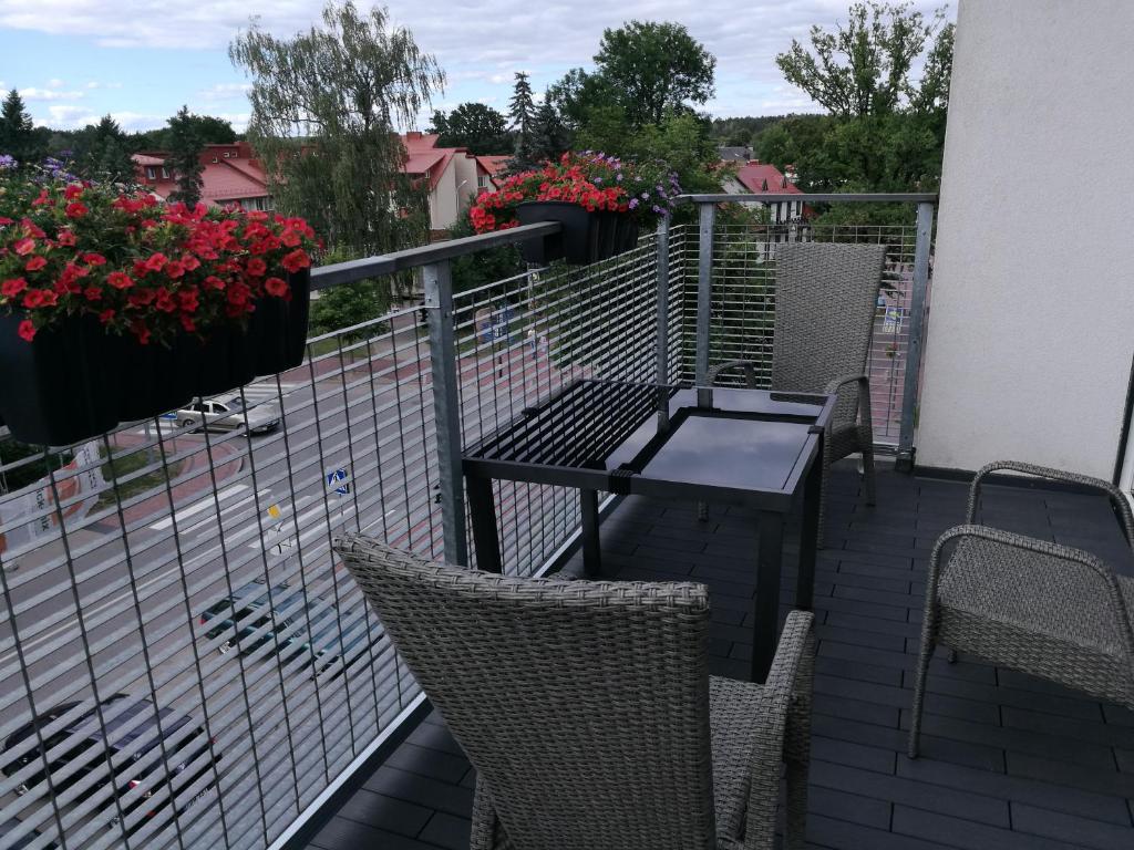 Balkón nebo terasa v ubytování Ąžuolo apartamentai