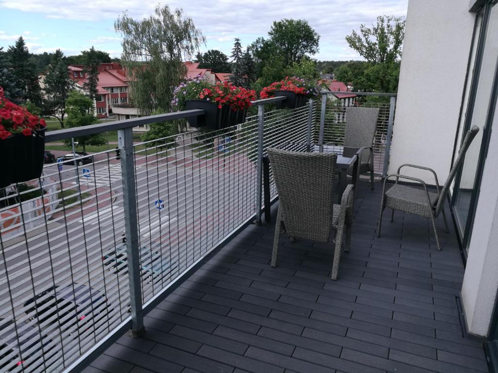 Balkón nebo terasa v ubytování Ąžuolo apartamentai