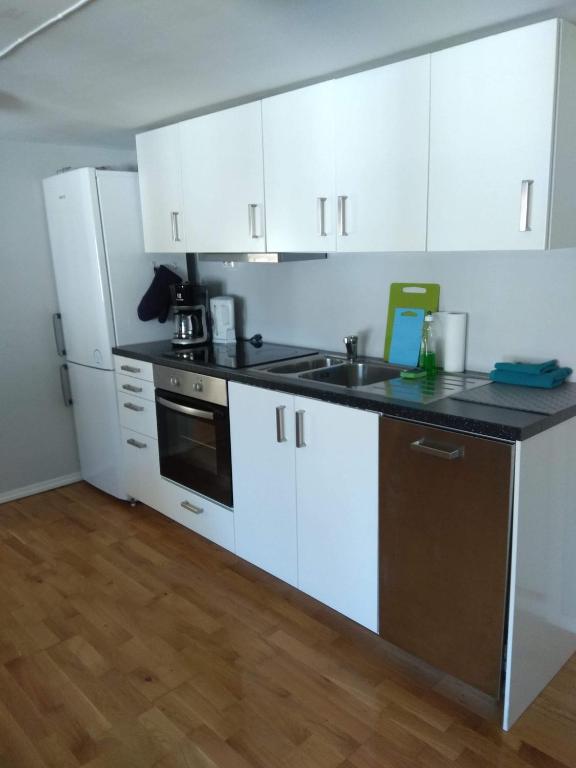 Kuchyň nebo kuchyňský kout v ubytování Skuteviken Apartments 40