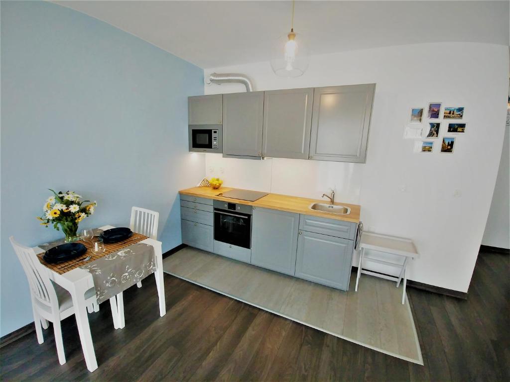 Kuchyň nebo kuchyňský kout v ubytování Apartamenty Retmana