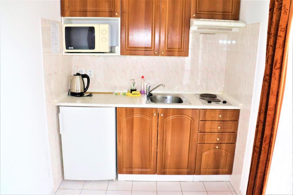 Kuchyň nebo kuchyňský kout v ubytování Pension Kohler