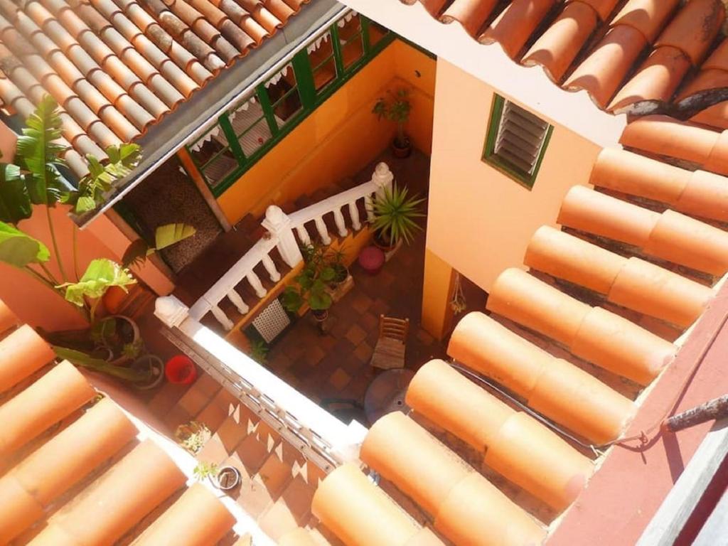 an overhead view of a house with a roof at Hostel Tenerife in La Orotava