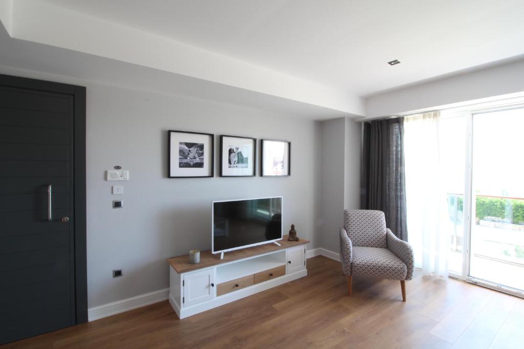 TV a/nebo společenská místnost v ubytování Elia Apartments