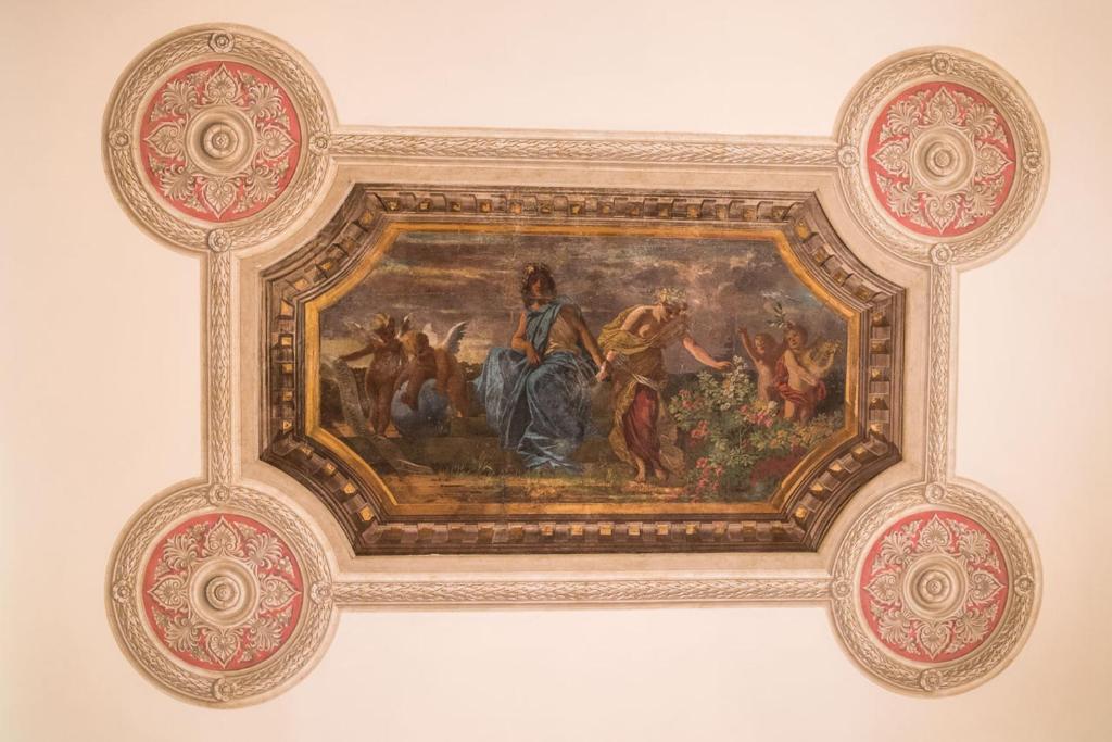 a painting on the ceiling of a room at Hotel Villa Delle Rose in Rome