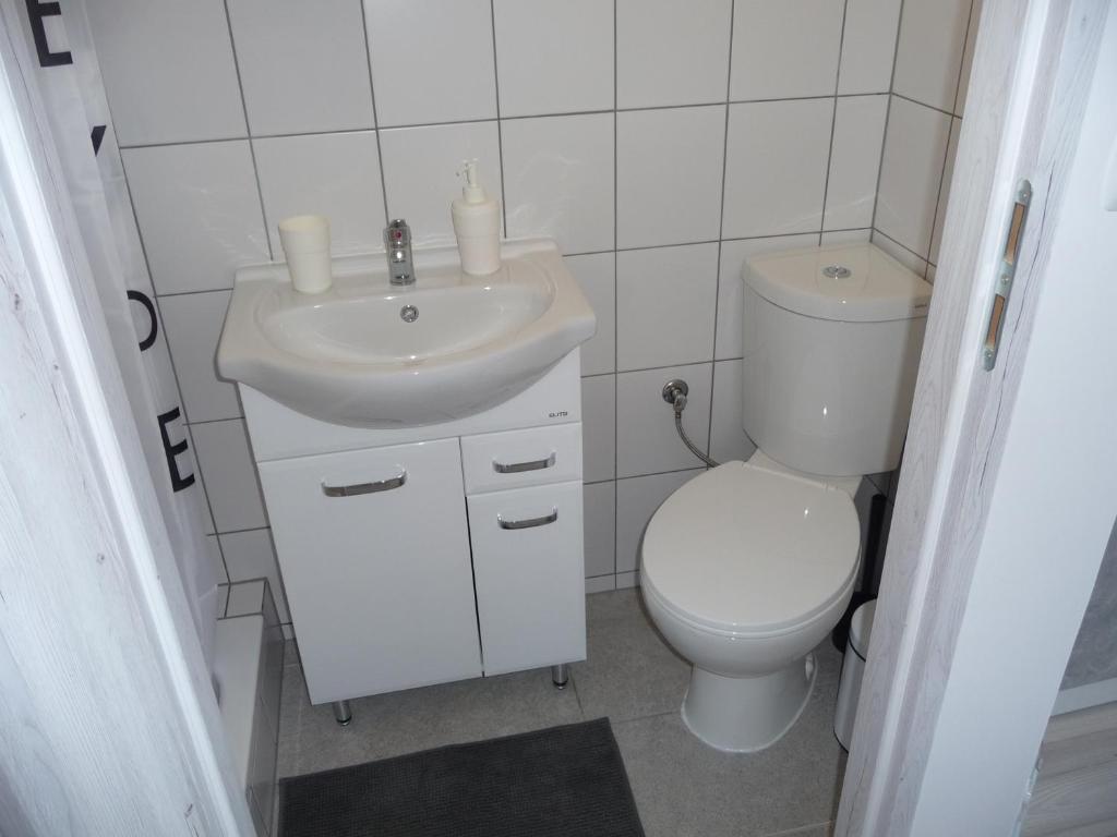 Koupelna v ubytování Leszkowo