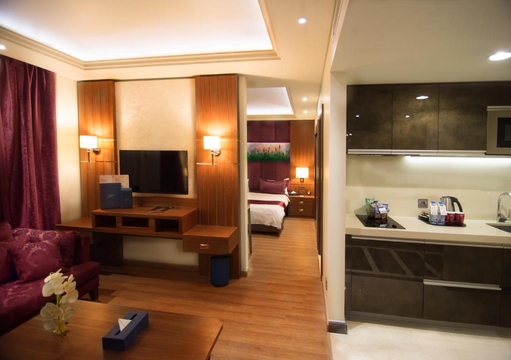 TV a/nebo společenská místnost v ubytování Gems Hotel