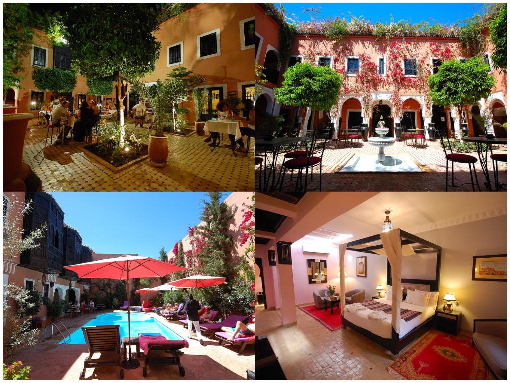 un collage de fotos de un complejo con piscina en Les Borjs De La Kasbah, en Marrakech
