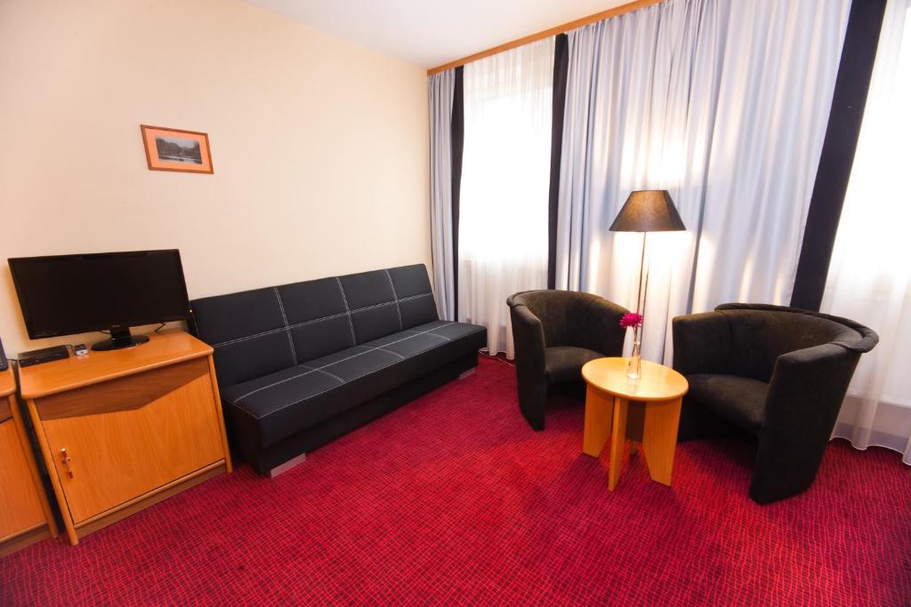 TV a/nebo společenská místnost v ubytování Hotel Malinowski Business