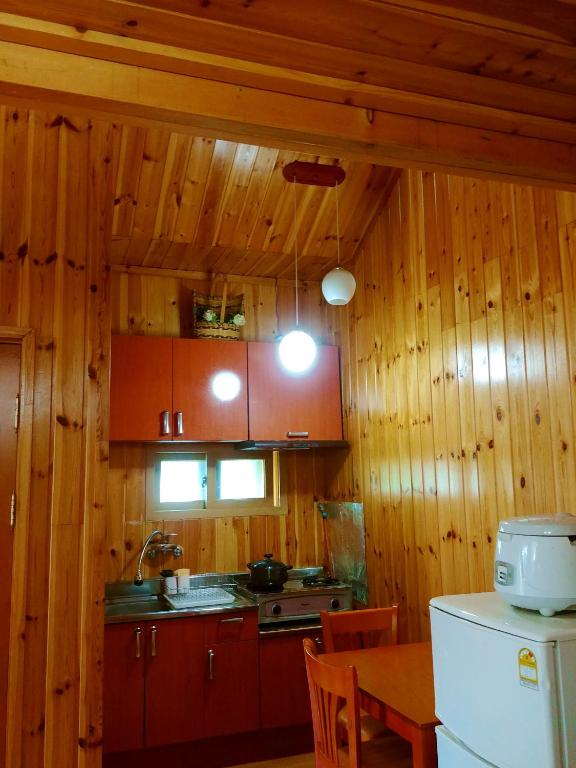 Kuchyň nebo kuchyňský kout v ubytování Nadeuri Pension