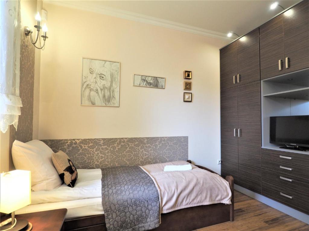 Televízia a/alebo spoločenská miestnosť v ubytovaní VIP Apartamenty Tetmajera Centrum 2