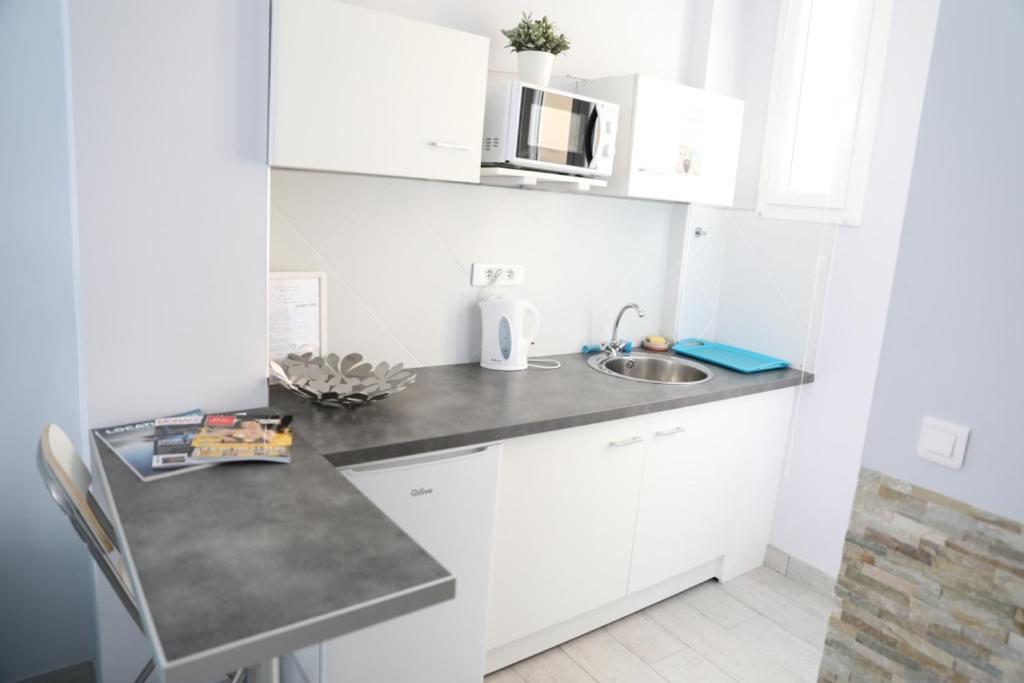 Kuchyň nebo kuchyňský kout v ubytování Apartments Monaco
