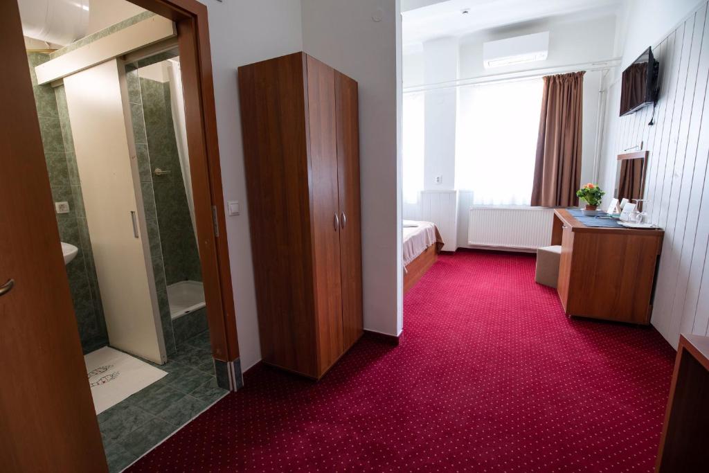 Televízia a/alebo spoločenská miestnosť v ubytovaní Népliget Hotel
