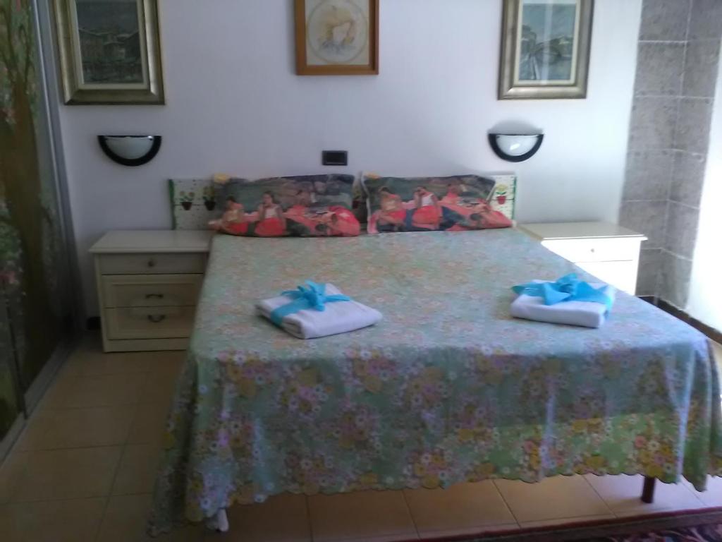 アッピアーノ・ジェンティーレにあるL'impossibile Guesthouseのベッドルーム1室(ベッド1台、タオル2枚付)