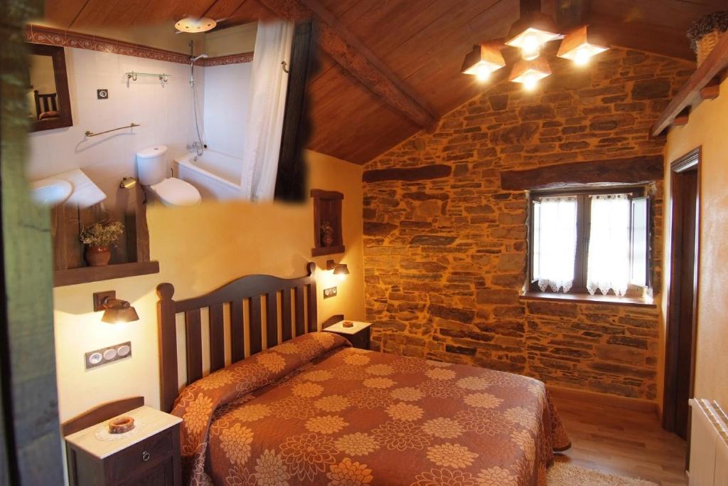 Postel nebo postele na pokoji v ubytování Apartamentos rurales Casa Do Cabo