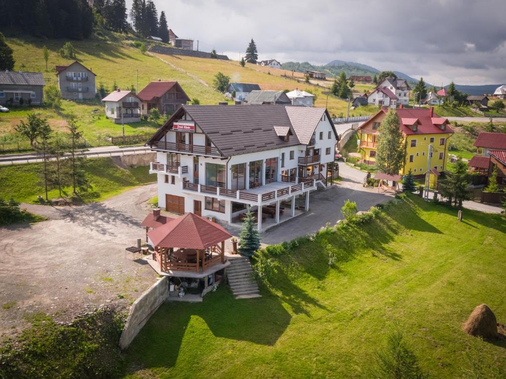 皮亞特拉芬特奈里的住宿－Tihuța Retreat，享有大房子空中美景,设有庭院