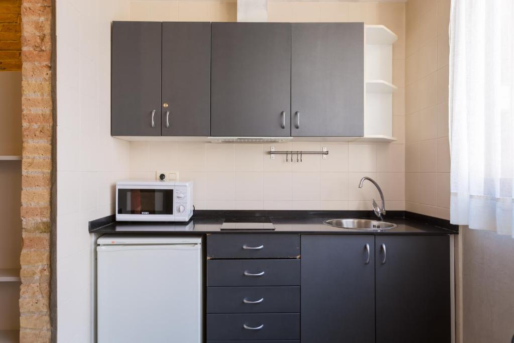 Kuchyň nebo kuchyňský kout v ubytování Apartamentos DV