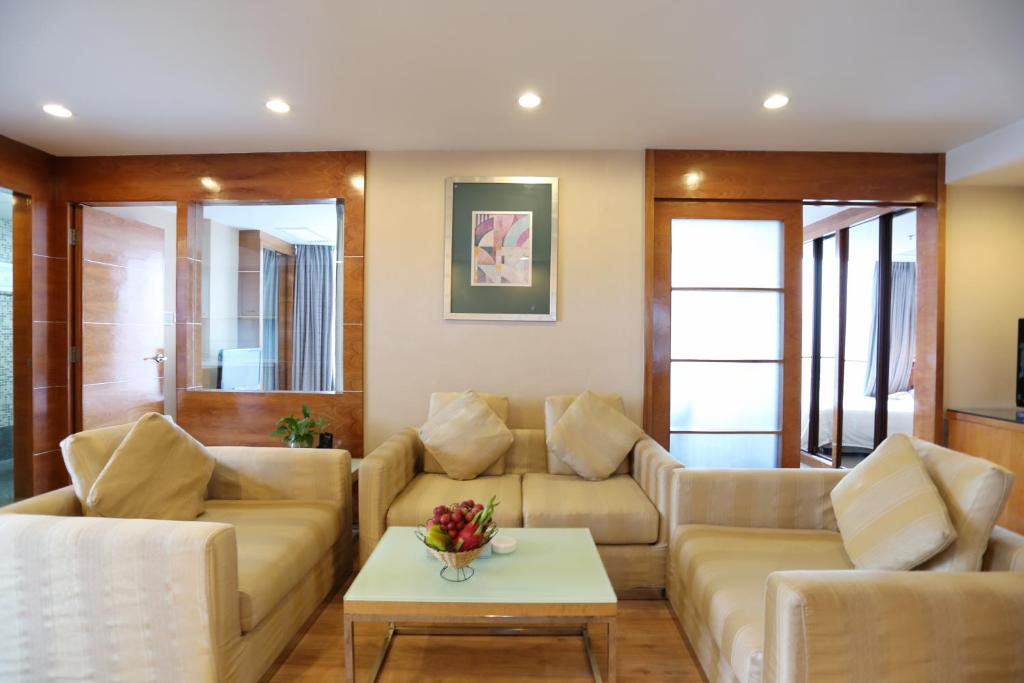 Posezení v ubytování Yihe Hotel Ouzhuang