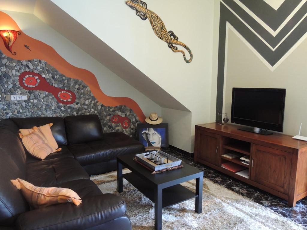 孔佩塔的住宿－Casa del Sol，带沙发和电视的客厅