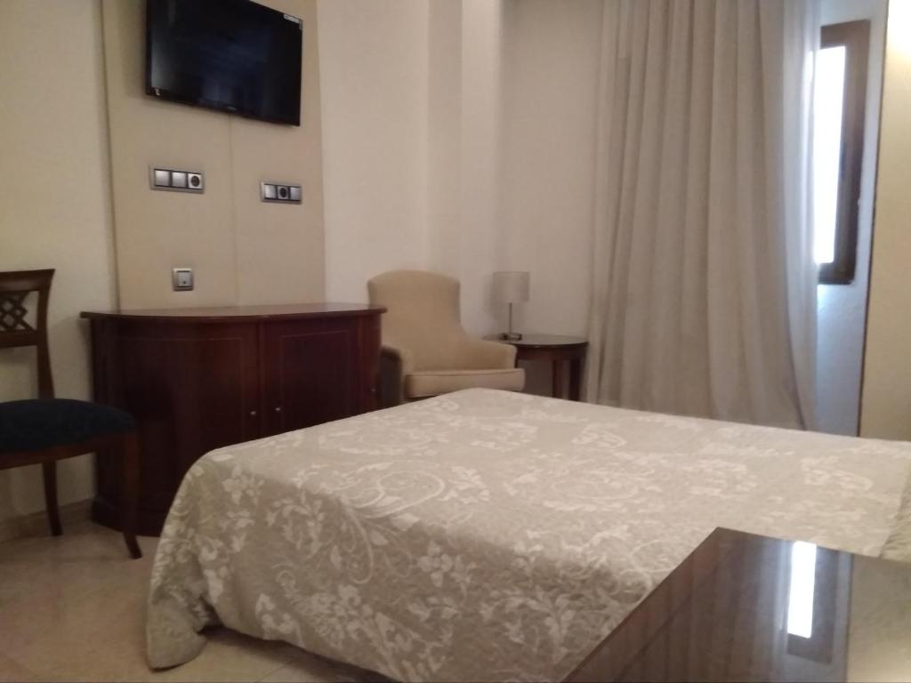 Televízia a/alebo spoločenská miestnosť v ubytovaní Hotel Nuevo Ara
