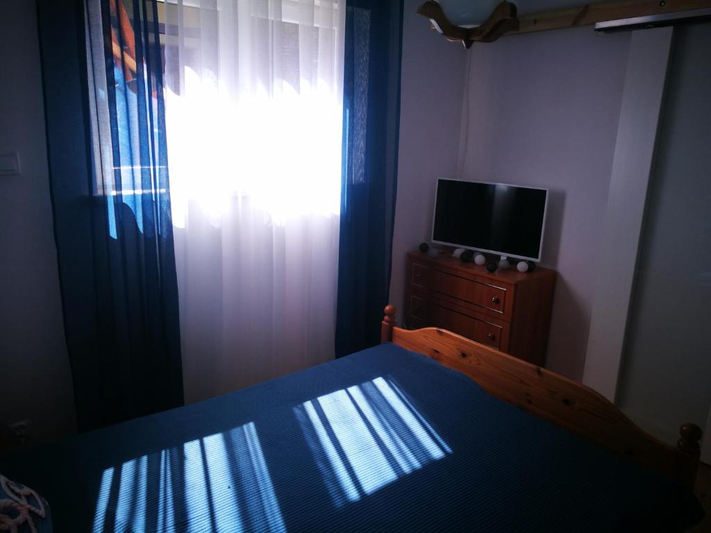 Televízia a/alebo spoločenská miestnosť v ubytovaní Dom nad Wigrami