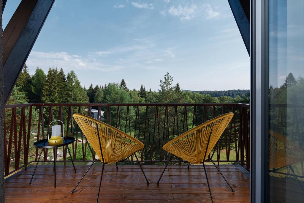 Balkón nebo terasa v ubytování Hotel Medlov