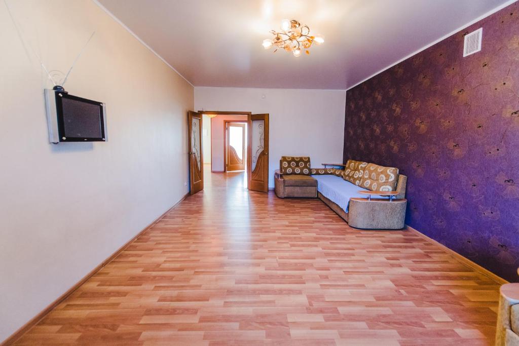 チタにあるDekabrist Apartment Tokmakova 36のリビングルーム(ソファ、壁掛けテレビ付)