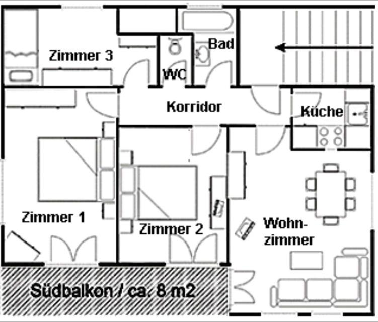 Půdorys ubytování Ferienwohnung Sotcha 8c