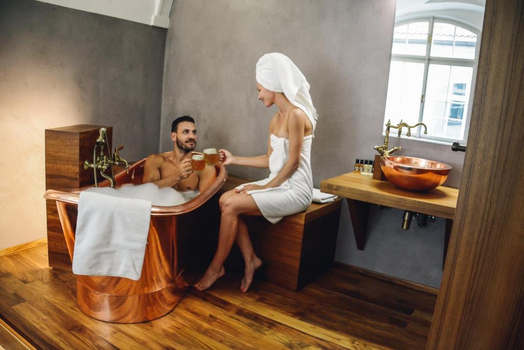 U Medvidku-Brewery Hotel - Resim 30