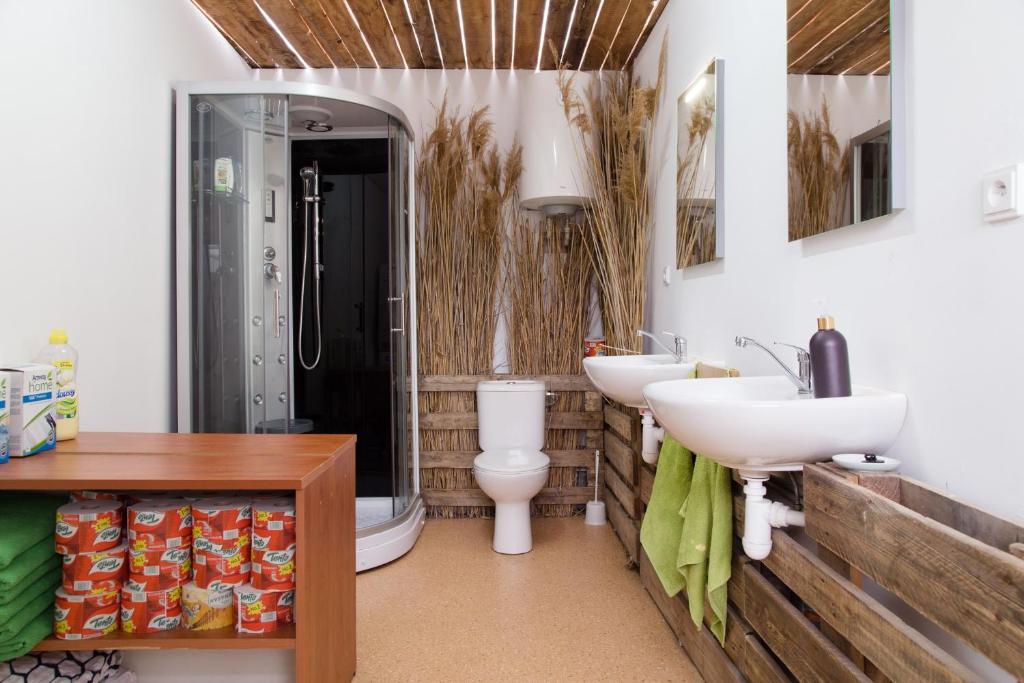 A bathroom at Rastlinky.sk Greenhouse Guestrooms