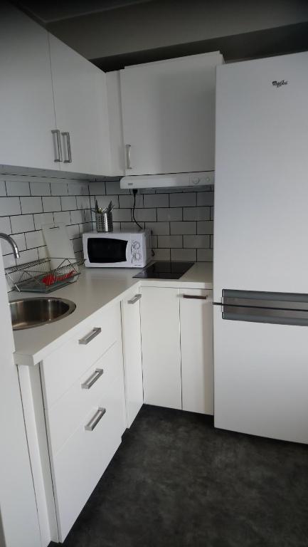 Kuchyň nebo kuchyňský kout v ubytování BriQ Hotell