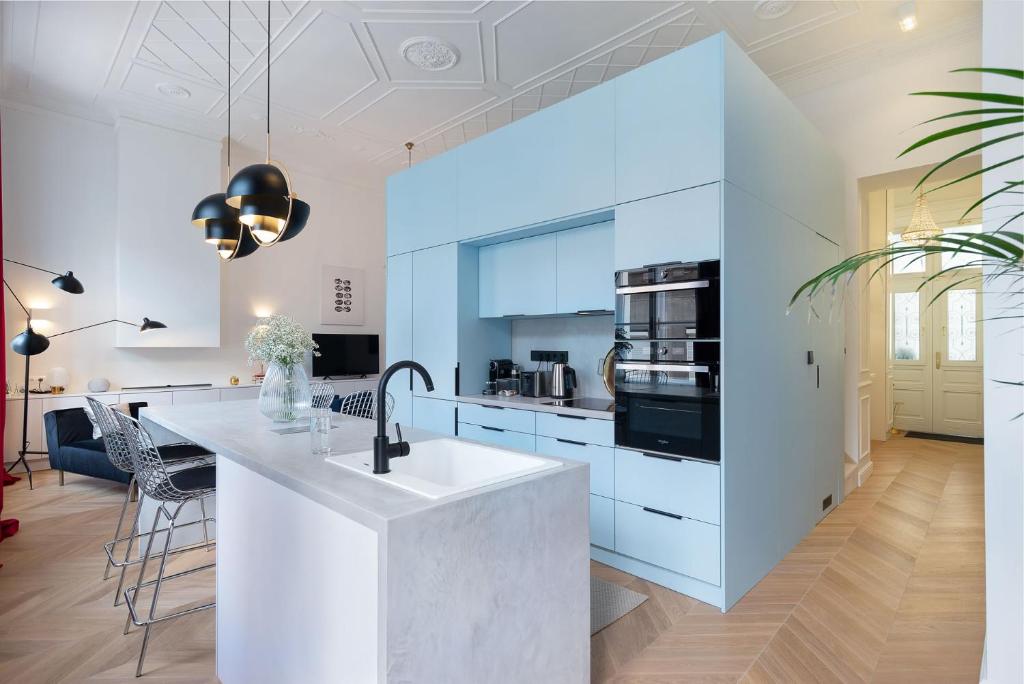 Kuchyňa alebo kuchynka v ubytovaní Erkel Boutique Apartment–Chic flat by Market Hall