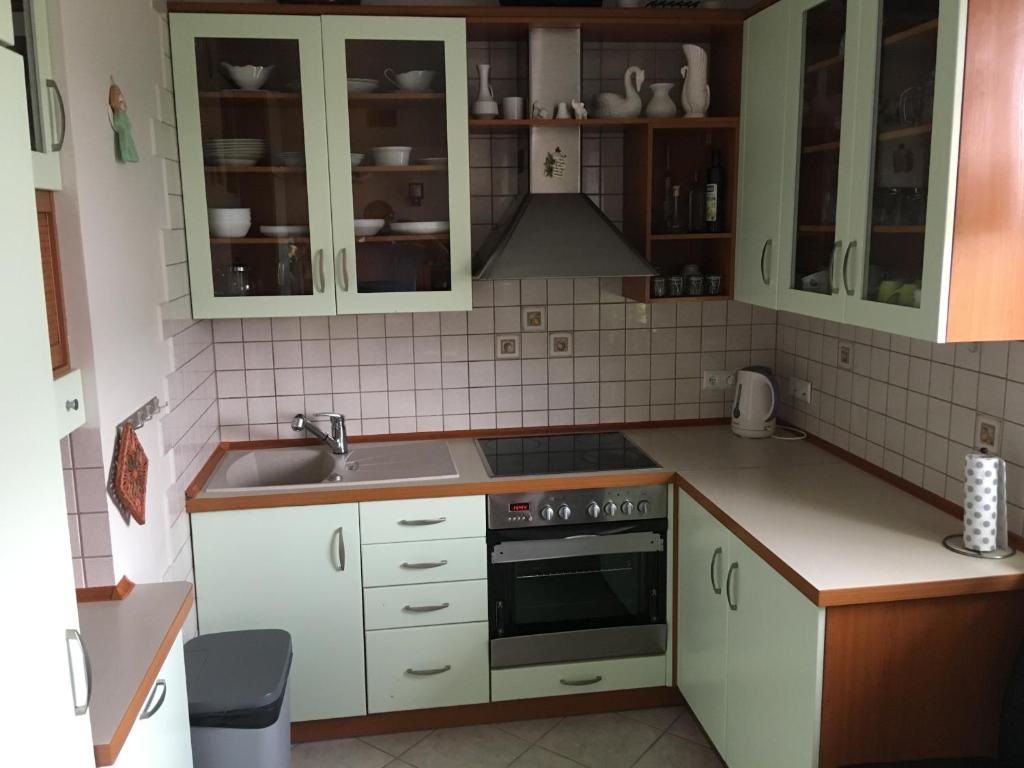 Kuchyň nebo kuchyňský kout v ubytování Apartament Park