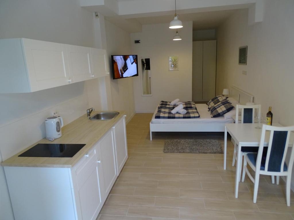 Kuchyňa alebo kuchynka v ubytovaní Job studio apartments