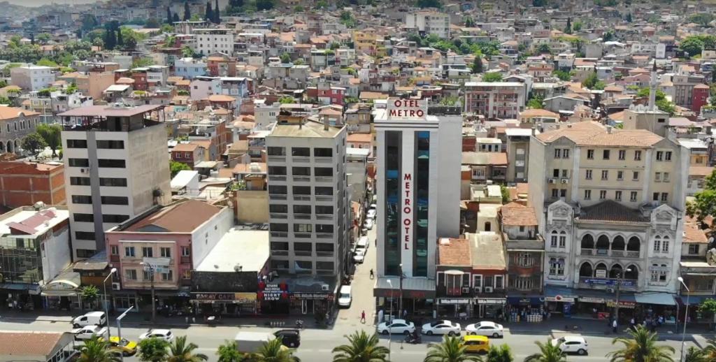 an aerial view of a city with buildings at Metro Otel in Izmir