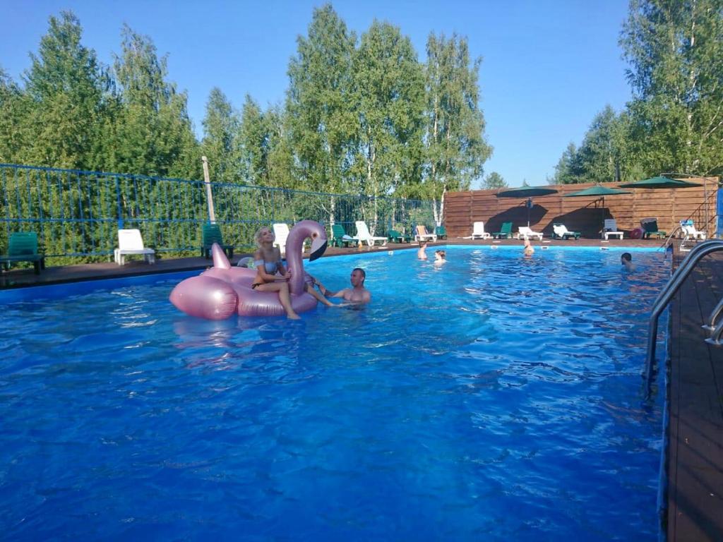 a group of children playing in a swimming pool at Zagorodnyy Kompleks Priokskie Zori in Velegozh