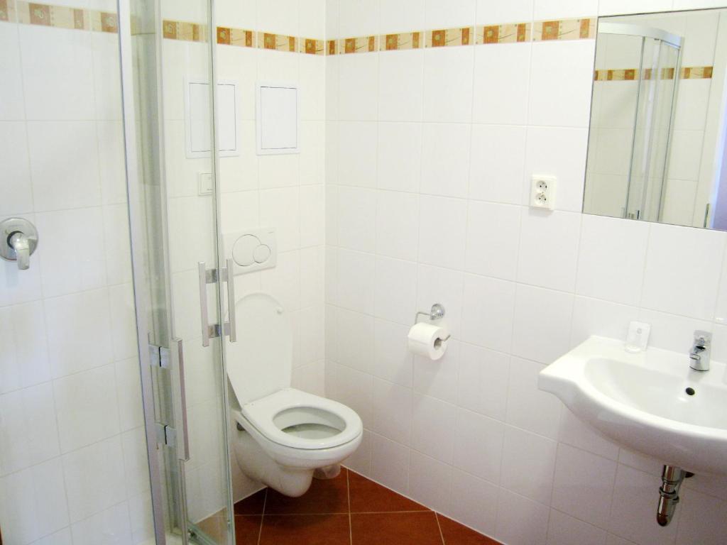 Koupelna v ubytování Hotel U Salzmannů