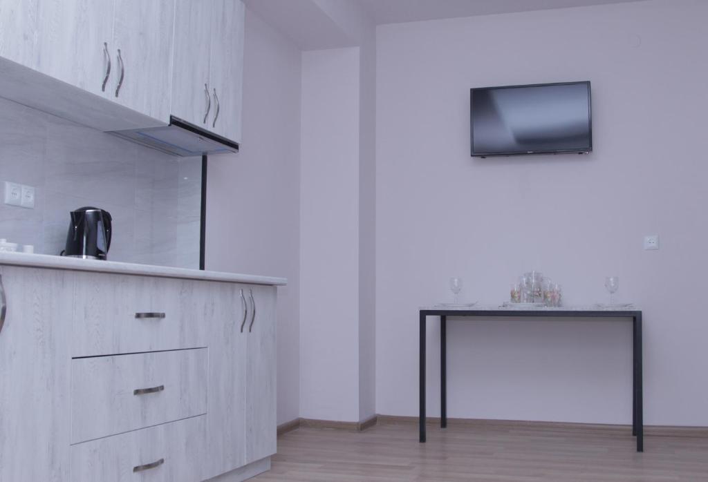 Kuchyň nebo kuchyňský kout v ubytování Hotel Caucasus