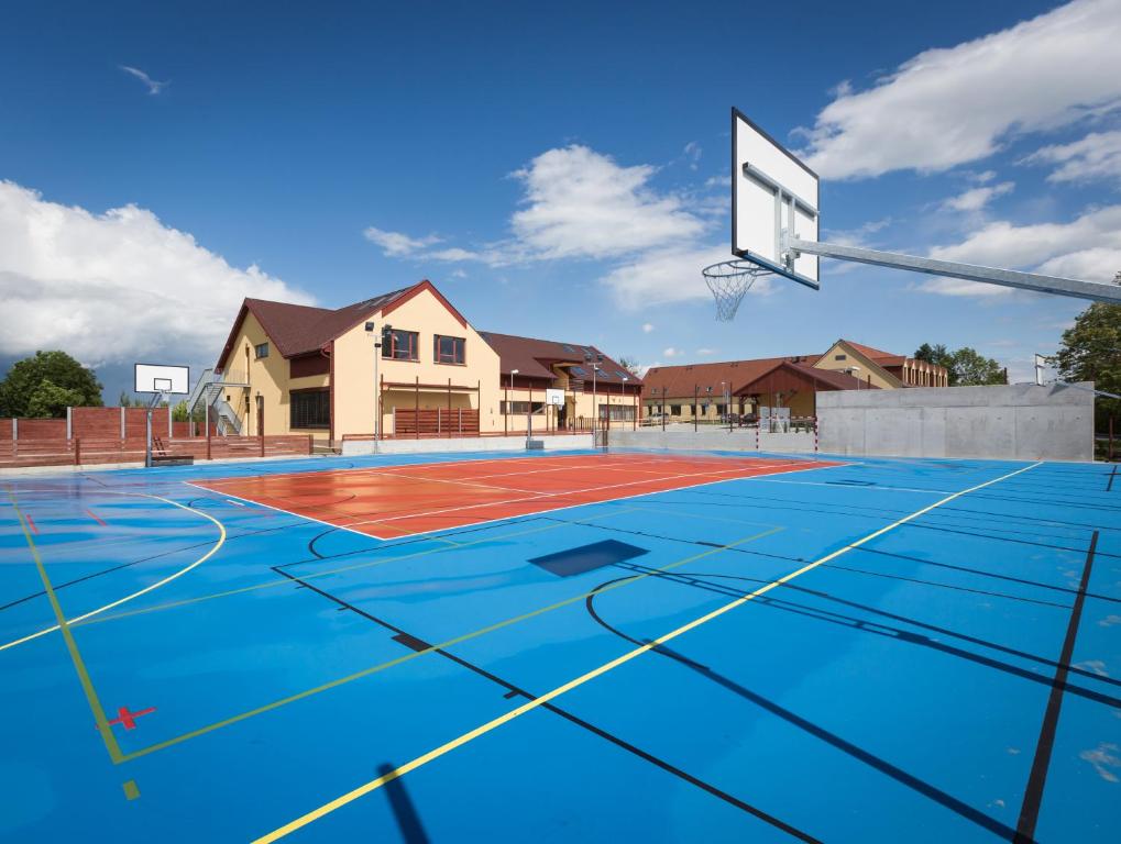 puste boisko do koszykówki z obręczą w obiekcie Sport relax hotel Na kopečku w mieście Křinec