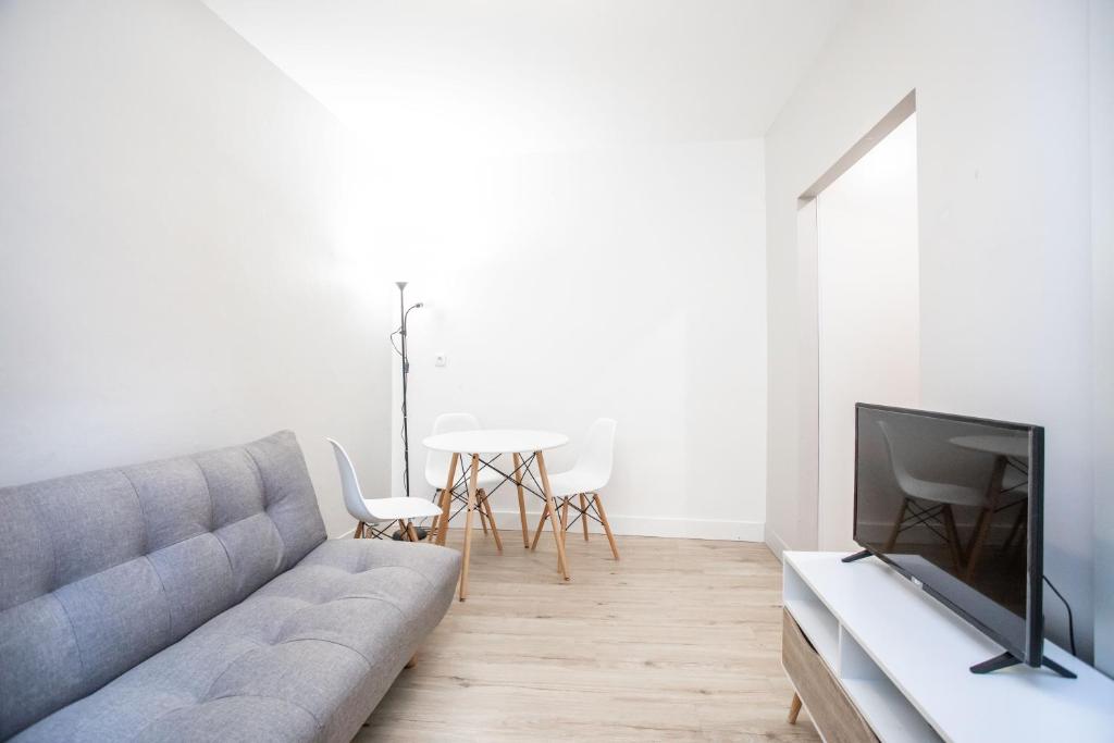 uma sala de estar com um sofá e uma televisão em Appartement 3 - tout équipé - Carmes, Toulouse em Toulouse
