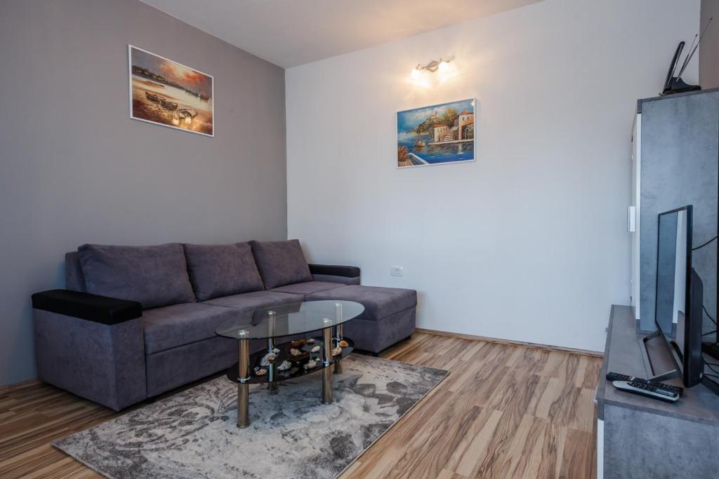 Televízia a/alebo spoločenská miestnosť v ubytovaní Apartman Adriatic