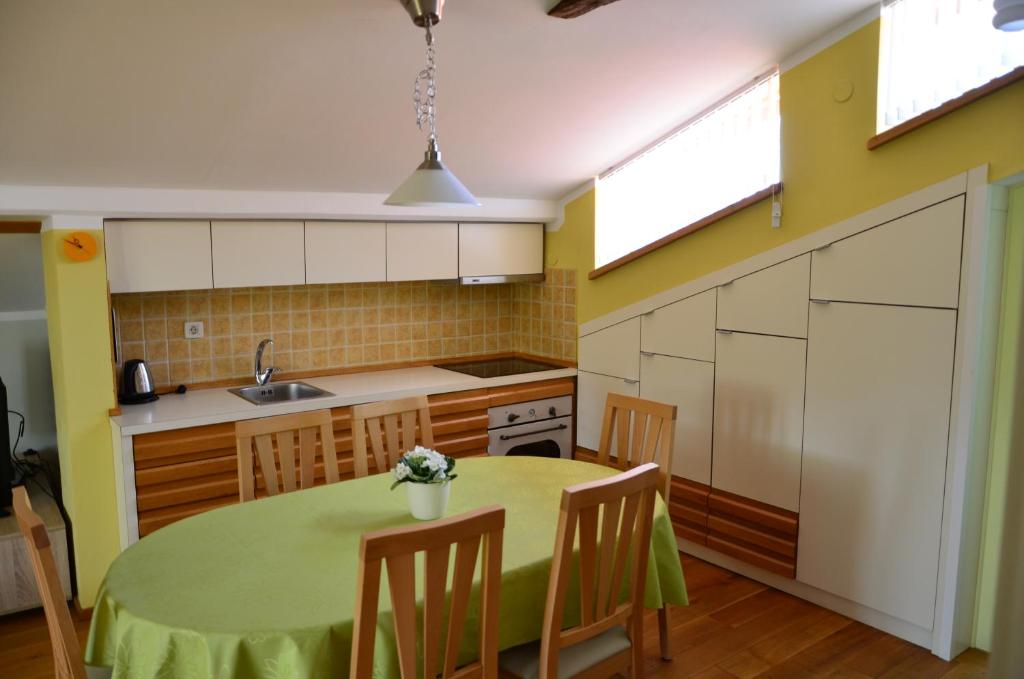 Kuchyň nebo kuchyňský kout v ubytování Apartma Louis