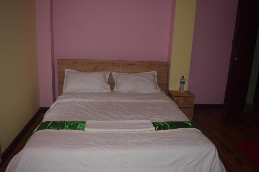 Postel nebo postele na pokoji v ubytování Manaslu Homestay