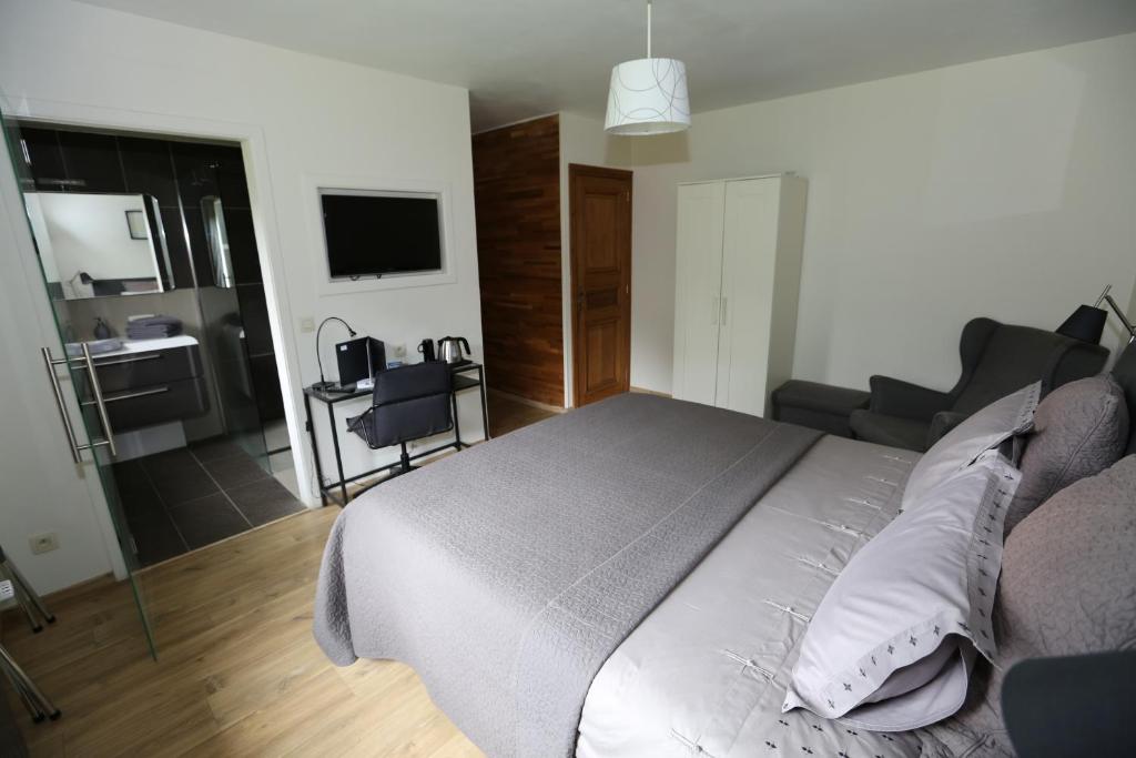 TV a/nebo společenská místnost v ubytování B&B Le Bois de Champia